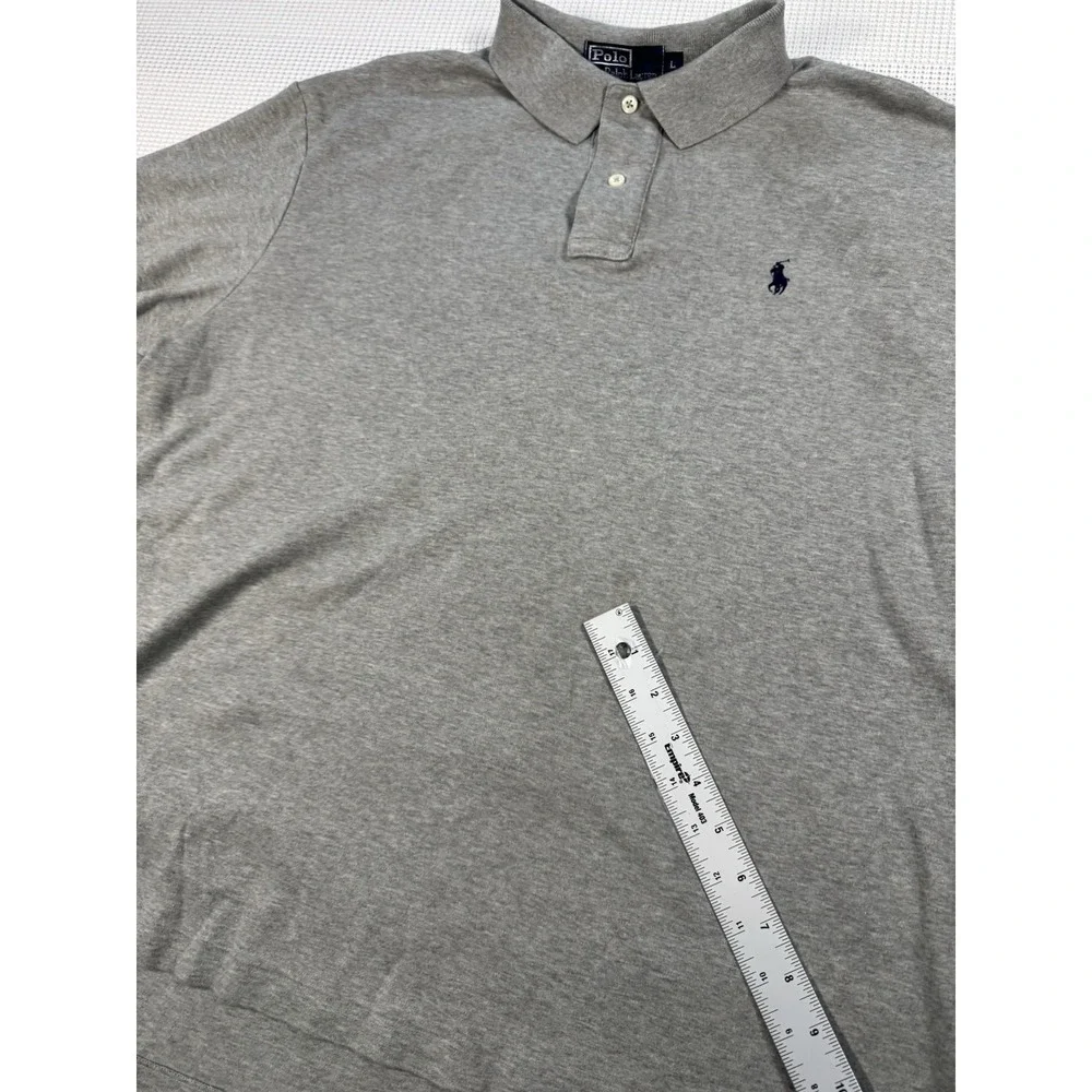 Polo Ralph Lauren Mens Large Gray Short Sleeve Pony Logo Polo Shirt 33672